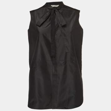 Pre Owned Christian Dior Black Silk Sleeveless Shirt S   