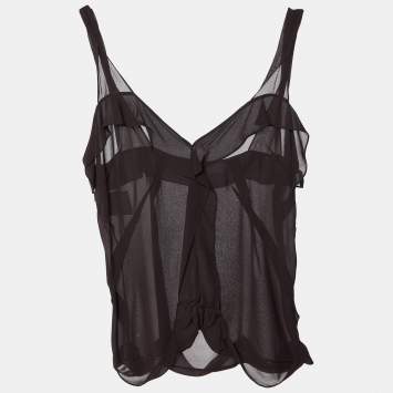 مملوكة مسبقًا Dior Boutique Vintage Brown Silk Sleeveless Top M