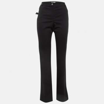 Pre Owned Christian Dior Boutique Black Studded Belt Gabardine Trousers L