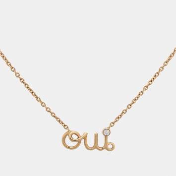 Pre Owned Dior  Dioramour 'Oui' Diamond 18k Rose Gold Pendant Necklace