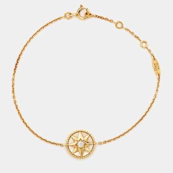 Pre Owned Dior Rose Des Vents Mother of Pearl Diamond 18k Yellow Gold Bracelet