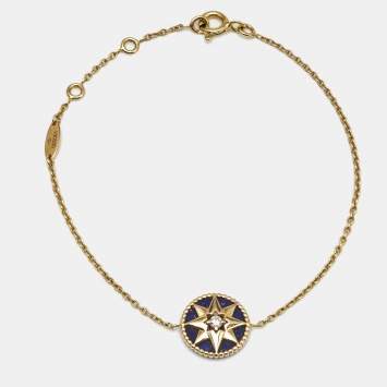 Dior Rose Des Vents Lapis Lazuli Diamond 18k Yellow Gold Bracelet