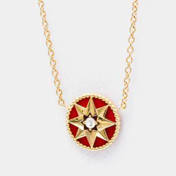 Pre Owned Dior Rose des Vents 18K Rose Gold and Diamond Pendant Necklace