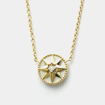 ディオール ROSE DES VENTS ネックレス 18Kローズ 18Kイエロー CHRISTIAN DIOR 18K Yellow Gold Diamond Mother of Pearl Rose