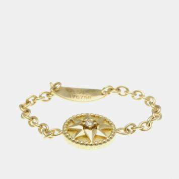 مملوكة مسبقًا Christian Dior Rose Des Vents Ring Yellow Gold 18K Diamond Mother Of Pearl Band Ring Gold