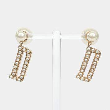 Pre Owned Christian Dior Tribal Gold  Pearl Earrings