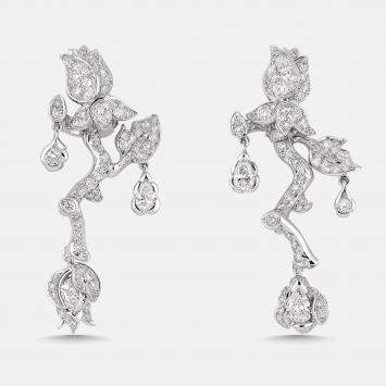 مملوكة مسبقًا أقراط ديور روز باغاتيل ماس ذهب أبيض عيار 18 قيراطًا