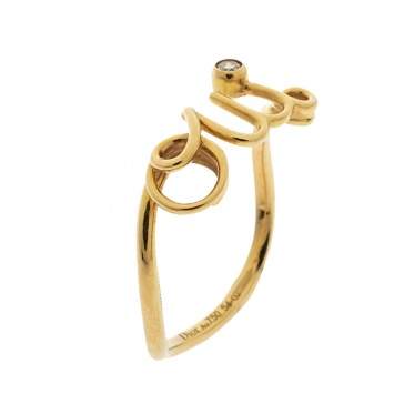 Pre Owned Dior Oui Diamond 18K Yellow Gold Ring Size 54