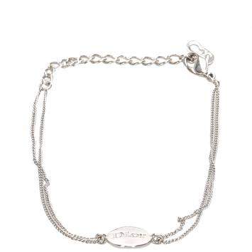 Pre Owned Dior Silver Logo Charm Bracelet