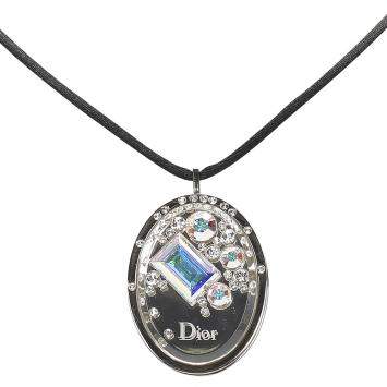 Pre Owned Dior Silver Cristal Boreal Lipgloss Pendant Necklace