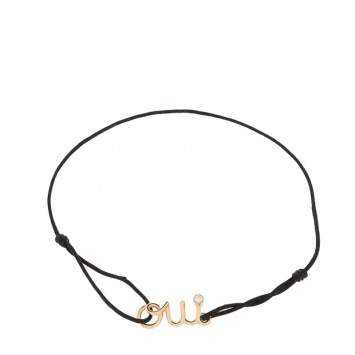 Pre Owned Dior Oui Diamond 18K Yellow Gold Black Cord Bracelet