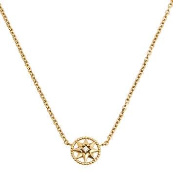 Pre Owned Dior Rose de Vents Diamond 18K Yellow Gold Pendant Necklace