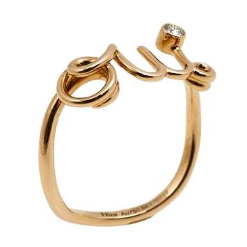 Pre Owned Dior Oui 1 Diamond 18k Rose Gold Ring Size 54