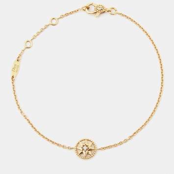 Pre Owned Dior Rose Des Vents Diamond 18K Yellow Gold XS Bracelet