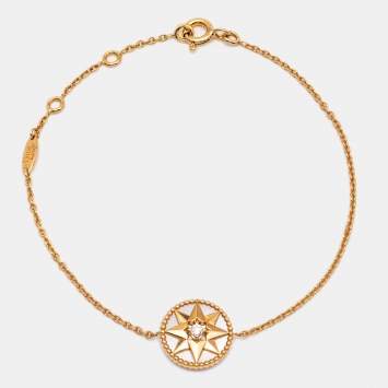 Pre Owned Dior Rose Des Vents Mother of Pearl Diamond 18k Yellow Gold Bracelet
