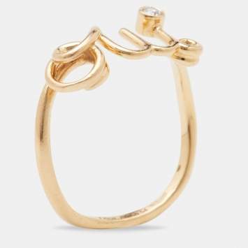 Pre Owned Dior Oui Diamond 18k Yellow Gold Ring Size 54