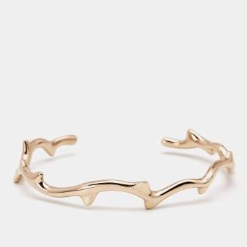 Pre Owned Dior Bois De Rose 18k Rose Gold Narrow Open Cuff Bracelet