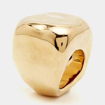 Pre Owned Dior Nougat 18k Yellow Gold Ring Size 51