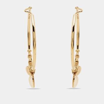 Pre Owned Dior Creoles 18k Yellow Gold Hoop Earrings