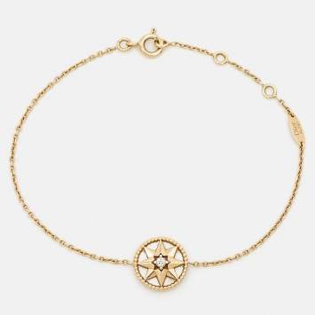 Pre Owned Dior Rose Des Vents Mother of Pearl Diamond 18k Yellow Gold Bracelet
