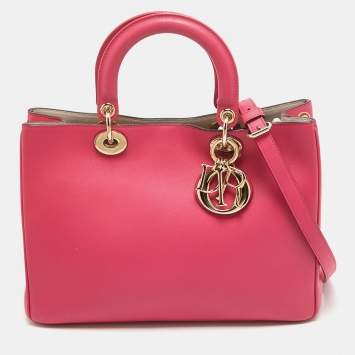 Pre Owned Dior Pink Leather Medium Diorissimo Shopper Tote