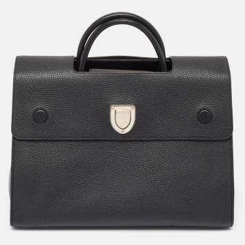 Pre Owned Dior Black Leather Large Diorever Top Handle Bag