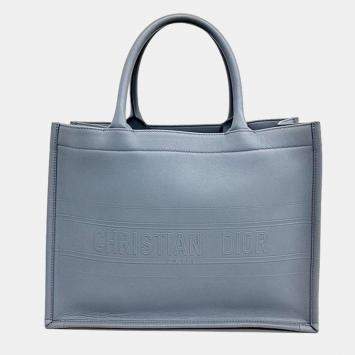 Pre Owned Dior Sky Blue Leather Book Tote Bag