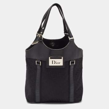 Pre Owned Dior Black Diorissimo Canvas and Leather Street Chic Tote