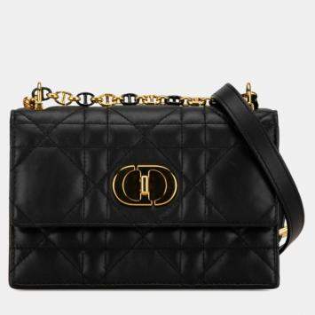 Pre Owned Christian Dior Black Lambskin Macrocannage Mini Miss Caro Bag 