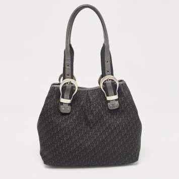 مملوكة مسبقًا Dior Black Oblique Canvas and Leather Buckle Tote
