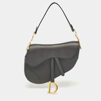 Pre Owned Dior Black Leather Saddle Bag