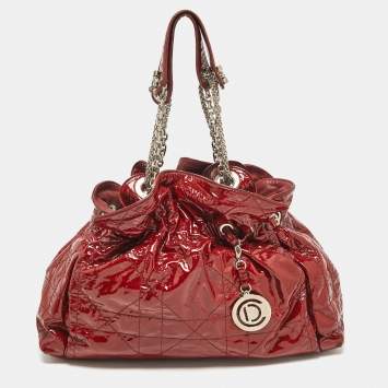 Pre Owned Dior Red Patent Patent Leather Le Trente Tote