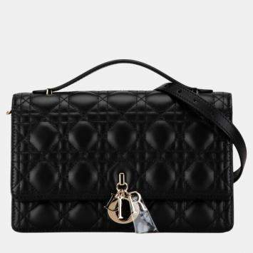Pre Owned Christian Dior Black Lambskin  Dior Cannage My Bag Handbag
