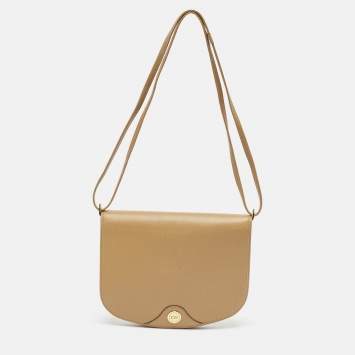 Pre Owned Dior Beige Honeycomb Monogram Coated Canvas and Leather Flap Crossbody Bag