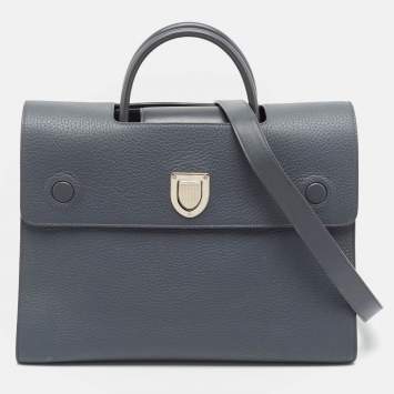 Pre Owned Dior Dark Grey Leather Large Diorever Top Handle Bag