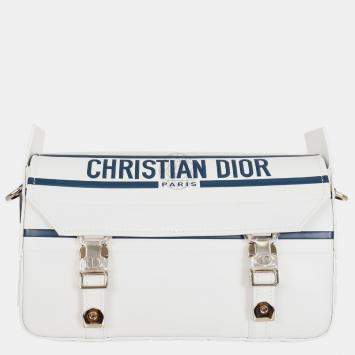 Pre Owned Christian Dior White/ Blue Small DiorCamp Messenger Bag