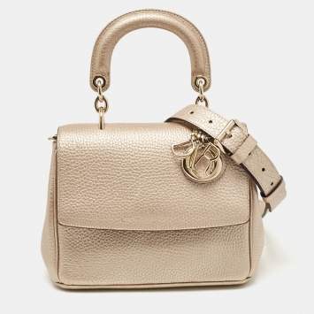 Pre Owned Dior Bronze Leather Mini Be Dior Top Handle Bag