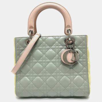 Pre Owned Christian Dior Blue X Yellow X Pink Cannage Bag