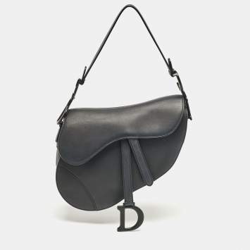 Pre Owned Dior Black Leather Saddle Bag
