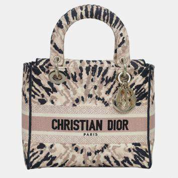 Christian Dior Medium Tie Dye Embroidery Canvas Lady D-Lite Bag