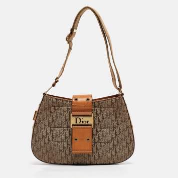 Pre Owned Dior Beige/Tan Oblique Canvas and Leather Street Chic Hobo
