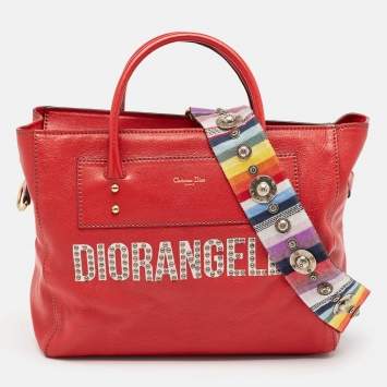 Pre Owned Dior Red Leather Diorangeles Tote