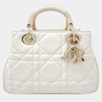 Christian Dior White Leather Lady Dior 95.22 Bag