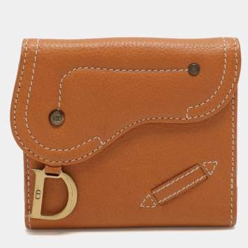 Pre Owned Dior Tan Leather Saddle Bifold Wallet