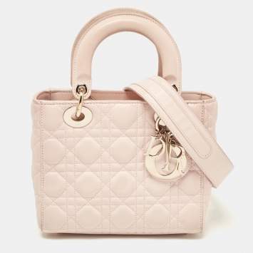 Pre Owned Dior Pink Cannage Leather Small Lady Dior My ABCDior Tote