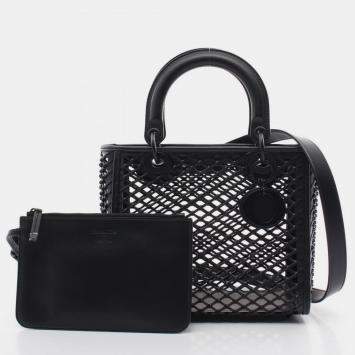 Christian Dior Black Leather Dior Lady Medium Handbag
