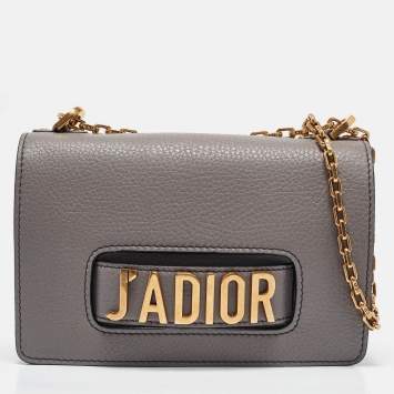 Pre Owned Dior Grey Leather Medium J'Adior Flap Shoulder Bag