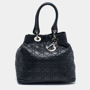 Pre Owned Dior Black Cannage Quilted Leather Soft Lady Dior Tote