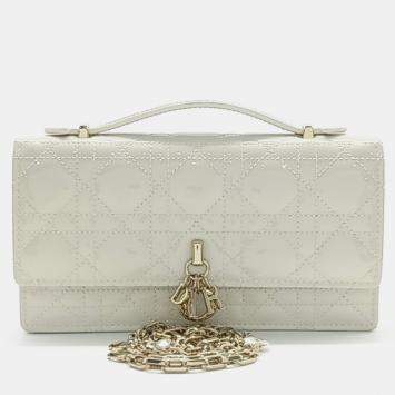 Pre Owned Dior White Patent Leather Patent My Mini Bag