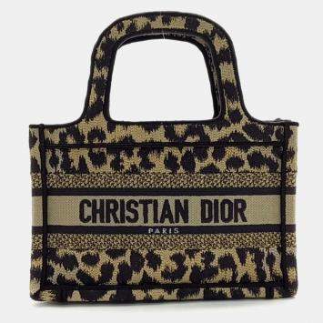 Pre Owned Dior Black Brown Fabric Mini Book Tote Bag